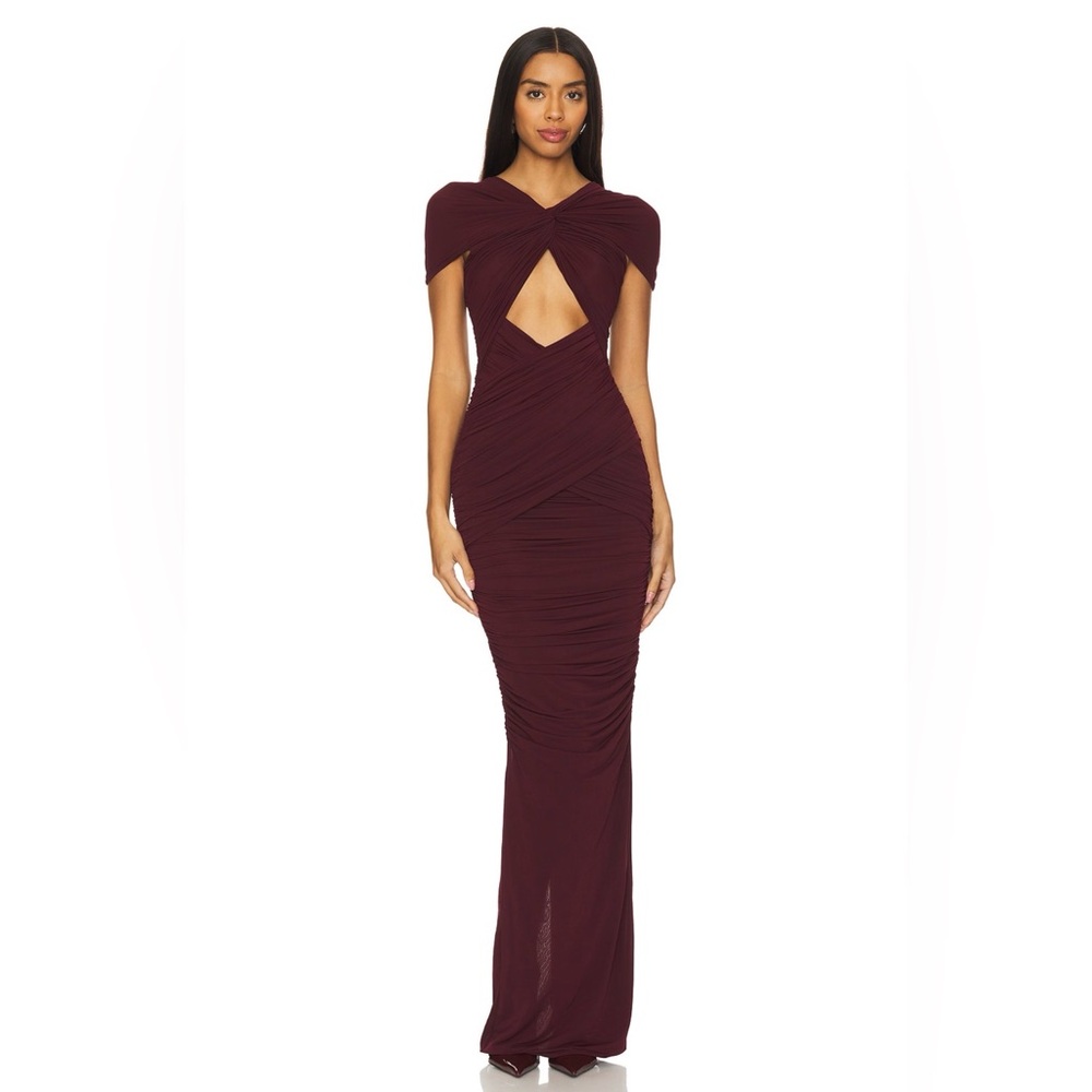 NEW Ronny Kobo Nasha Dress Twist Front Maroon Bailey Brown Bachelor